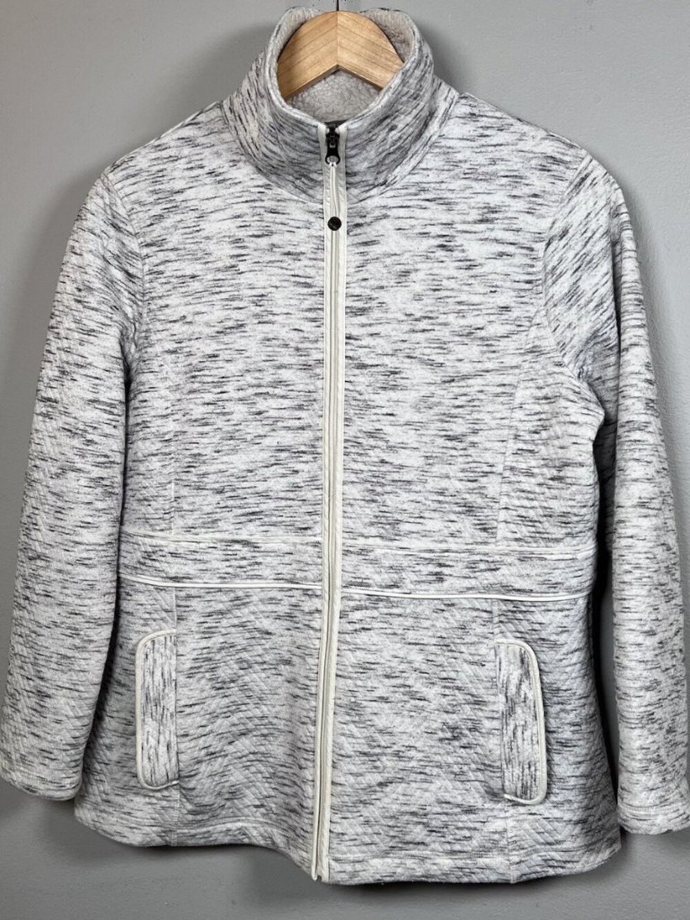 Talbots Fleece-Trim Quilted Jacquard Jacket